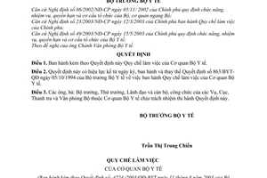 Quyết định 4224/2003/QĐ-BYT Quy chế làm việc của Cơ quan Bộ Y tế