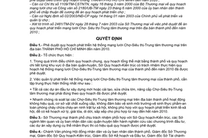 Quyết định 144A/2003/QĐ-UB quy hoạch phát triển hệ thống mạng lưới chợ-siêu thị-trung tâm thương mại địa bàn TP Hồ Chí Minh đến năm 2010