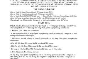 Quyết định 167/2003/QĐ-TTg thành lập Hội đồng Đánh giá trữ lượng khoáng sản sửa đổi Quyết định 181/TTg