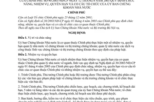 Nghị định 90/2003/NĐ-CP chức năng, nhiệm vụ, quyền hạn cơ cấu tổ chức Uỷ ban Chứng khoán Nhà nước