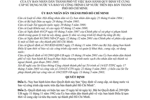 Quyết định 146/2003/QĐ-UB cung cấp sử dụng nước bảo vệ công trình cấp nước địa bàn thành phố Hồ Chí Minh