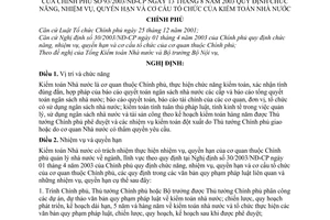 Nghị định 93/2003/NĐ-CP chức năng, nhiệm vụ, quyền hạn cơ cấu tổ chức Kiểm toán Nhà nước