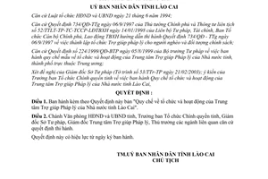 Quyết định 353/2003/QĐ-UB tổ chức hoạt động Trung tâm trợ giúp pháp lý Lào Cai