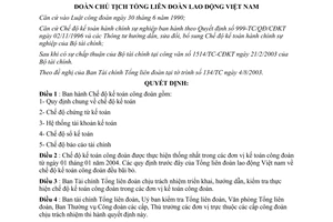 Quyết định 1675/2003/QĐ-TLĐ chế độ kế toán công đoàn