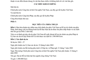 Thoả thuận tài chính thực hiện dự án Hỗ trợ hiện đại hoá ngành công chứng giữa Việt Nam Pháp