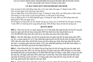 Quyết định 147/2003/QĐ-UB giao chỉ tiêu bổ sung dự toán ngân sách để chi tăng lương năm 2003
