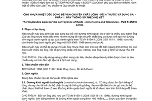 Tiêu chuẩn quốc gia TCVN 7093-1:2003 (ISO 11922-1 : 1997) về Ống nhựa nhiệt dẻo dùng để vận chuyển chất lỏng – Kích thước và dung sai – Phần 1: Dãy thông số theo hệ mét