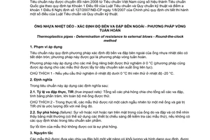 Tiêu chuẩn quốc gia TCVN 6144:2003 (ISO 3127: 1994) về Ống nhựa nhiệt dẻo - Xác định bộ bền va đập bên ngoài - Phương pháp vòng tuần hoàn