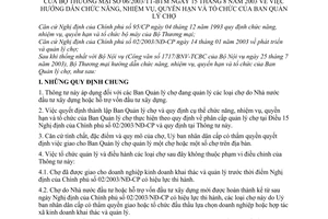Thông tư 06/2003/TT-BTM hướng dẫn chức năng, nhiệm vụ, quyền hạn và tổ chức của Ban Quản lý chợ