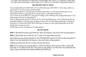 Quyết định 358/2003/QĐ-BTP Quy chế cộng tác viên tổ chức trợ giúp pháp lý