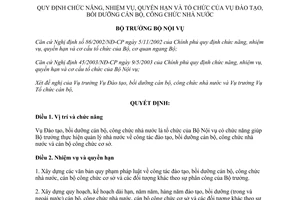 Quyết định 49/2003/QĐ-BNV chức năng tổ chức Vụ Đào tạo bồi dưỡng cán bộ Bộ Nội vụ