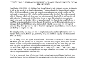 Chỉ thị 17/2003/CT-UB tăng cường đẩy mạnh công tác bảo vệ bí mật Nhà nước trong tình hình mới Đắk Lắk