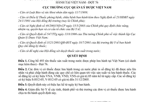 Quyết định 60/2003/QĐ-QLD công bố thuốc trong nước được lưu hành tại Việt Nam