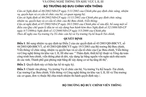 Quyết định 146/2003/QĐ-BBCVT bổ sung thêm nhiệm vụ, quyền hạn Cục Bưu chính, Viễn thông Công nghệ thông tin khu vực I, II, III