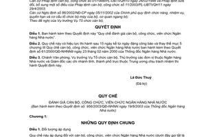 Quyết định 956/2003/QĐ-NHNN Quy chế đánh giá cán bộ, công chức, viên chức Ngân hàng nhà nước