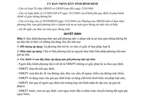Quyết định 150/2003/QĐ-UB tạm giữ phương tiện vi phạm trật tự an toàn giao thông Bình Định