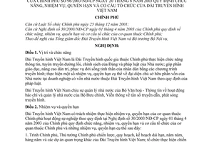 Nghị định 96/2003/NĐ-CP chức năng, nhiệm vụ, quyền hạn cơ cấu tổ chức Đài Truyền hình Việt Nam