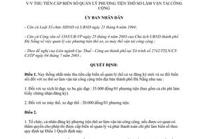 Quyết định 129/2003/QĐ-UB thu tiền cấp biển số quản lý phương tiện thô sơ làm vận tải công cộng