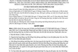 Quyết định 100/2003/QĐ-UB thủ tục tổ chức bồi thường thiệt hại tái định cư khi Nhà nước thu hồi đất địa bàn Thành phố điều chỉnh 72/2001/QĐ-UB