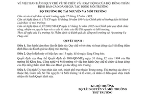 Quyết định 04/2003/QĐ-BTNMT Quy chế tổ chức hoạt động Hội đồng thẩm định Báo cáo Đánh giá tác động môi trường