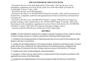 Decision No. 966/2003/QD-NHNN of August 22, 2003, on the lending in foreign currency by credit institutions to borrowing customers being residents