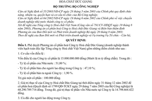 Quyết định 135/2003/QĐ-BCN chuyển Công ty Hoá chất Đức Giang thành Công ty cổ phần