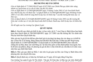 Quyết định 135/2003/QĐ-BTC thiết bị dạy học lớp 2, lớp 7 sửa đổi Quyết định 100/2003/QĐ-BTC