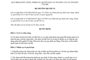 Quyết định 51/2003/QĐ-BNV chức năng Vụ Tổ chức cán bộ Bộ Nội vụ