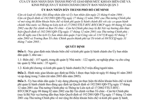Quyết định 151/2003/QĐ-UB giao định mức khoán biên chế kinh phí quản lý hành chánh cho Ủy ban nhân dân quận 3