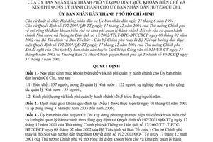 Quyết định 156/2003/QĐ-UB giao định mức khoán biên chế kinh phí quản lý hành chánh