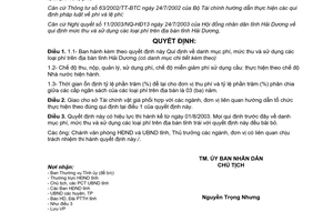 Quyết định 3414/2003/QĐ-UB mức thu và sử dụng phí