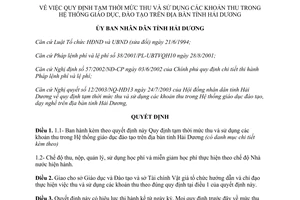 Quyết định 3415/2003/QĐ-UB Qui định tạm thời mức thu và sử dụng các khoản thu