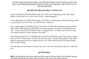 Quyết định 41/2003/QĐ-BGDĐT đề cương Lịch sử Đảng dùng trong đại học học viện