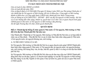 Quyết định 101/2003/QĐ-UB lập hệ thống tổ chức quản lý Nhà nước về Tài nguyên, Môi trường Nhà đất  Hà Nội