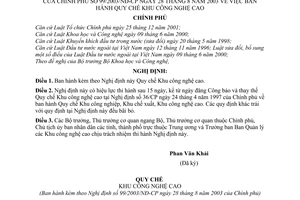 Nghị định 99/2003/NĐ-CP Quy chế Khu công nghệ cao