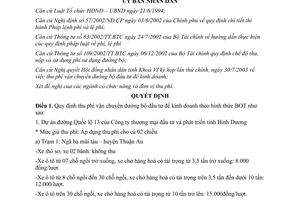 Quyết định 220/2003/QĐ-UB thu phí vận chuyển đường bộ đầu tư để kinh doanh Bình Dương