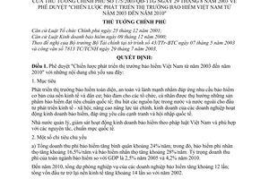 Quyết định 175/2003/QĐ-TTg "Chiến lược phát triển thị trường bảo hiểm Việt Nam từ năm 2003 đến năm 2010"