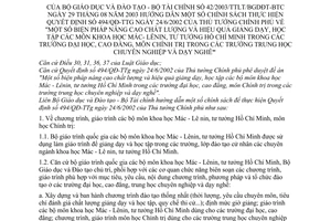 Thông tư liên tịch 42/2003/TTLT-BGDĐT-BTC biện pháp nâng cao chất lượng giảng dạy học tập khoa Mác-Lênin tư tưởng Hồ chí Minh hướng dẫn QĐ 494/QĐ-TTg