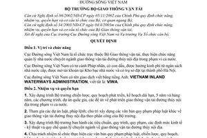 Quyết định 2569/2003/QĐ-BGTVT chức năng, nhiệm vụ, quyền hạn cơ cấu tổ chức Cục Đường sông Việt Nam