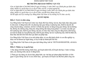 Quyết định 2570/2003/QĐ-BGTVT chức năng, nhiệm vụ, quyền hạn cơ cấu tổ chức Cục Đăng kiểm Việt Nam