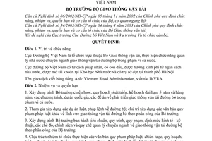 Quyết định  2567/2003/QĐ-BGTVT  chức năng, nhiệm vụ, quyền hạn cơ cấu Cục Đường bộ Việt Nam