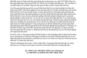 Công văn 4466 TCHQ/KTTT phối hợp hoàn & nợ thuế