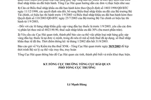 Công văn 4494/TCHQ-KTTT phân loại giấy sáp vàng đầu lọc thuốc lá