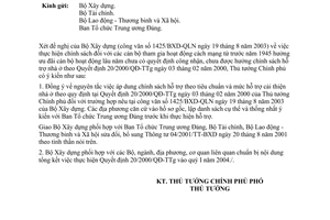 Công văn 1263/CP-CN thực hiện QĐ 20/QĐ-TTg