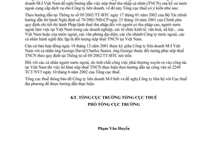 Công văn 3379 TCT/NV5 thuế thu nhập cá nhân của kỹ sư nước ngoài