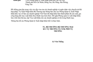 Công văn 3803 TM/XNK các doanh nghiệp nhập khẩu bán thành phẩm