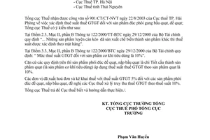 Công văn 3458 TCT/NV6 thuế suất thuế GTGT