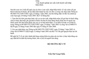 Công văn 9251/YT-QLD TT 08/2003/TTLT/BYT-BTC