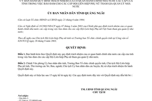 Quyết định số 171/2003/QĐ-UB Hội Liên hiệp Phụ nữ tham gia quản lý Quảng Ngãi