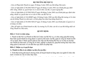 Quyết định 61/2003/QĐ-BNV quyền hạn và tổ chức của Thanh tra Bộ Nội vụ